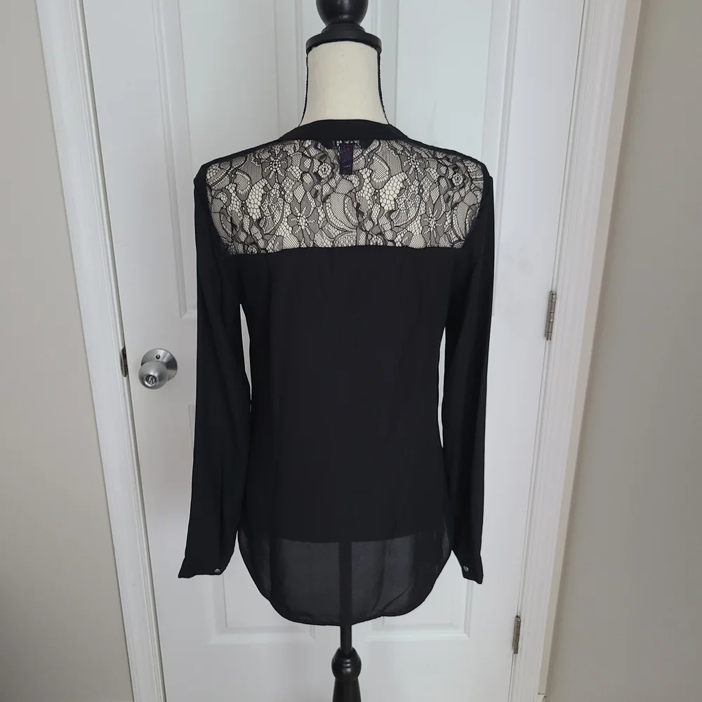 NWOT Long Tall Sally Tall Black Lace Women's Button Down Blouse - Picture 5 of 8
